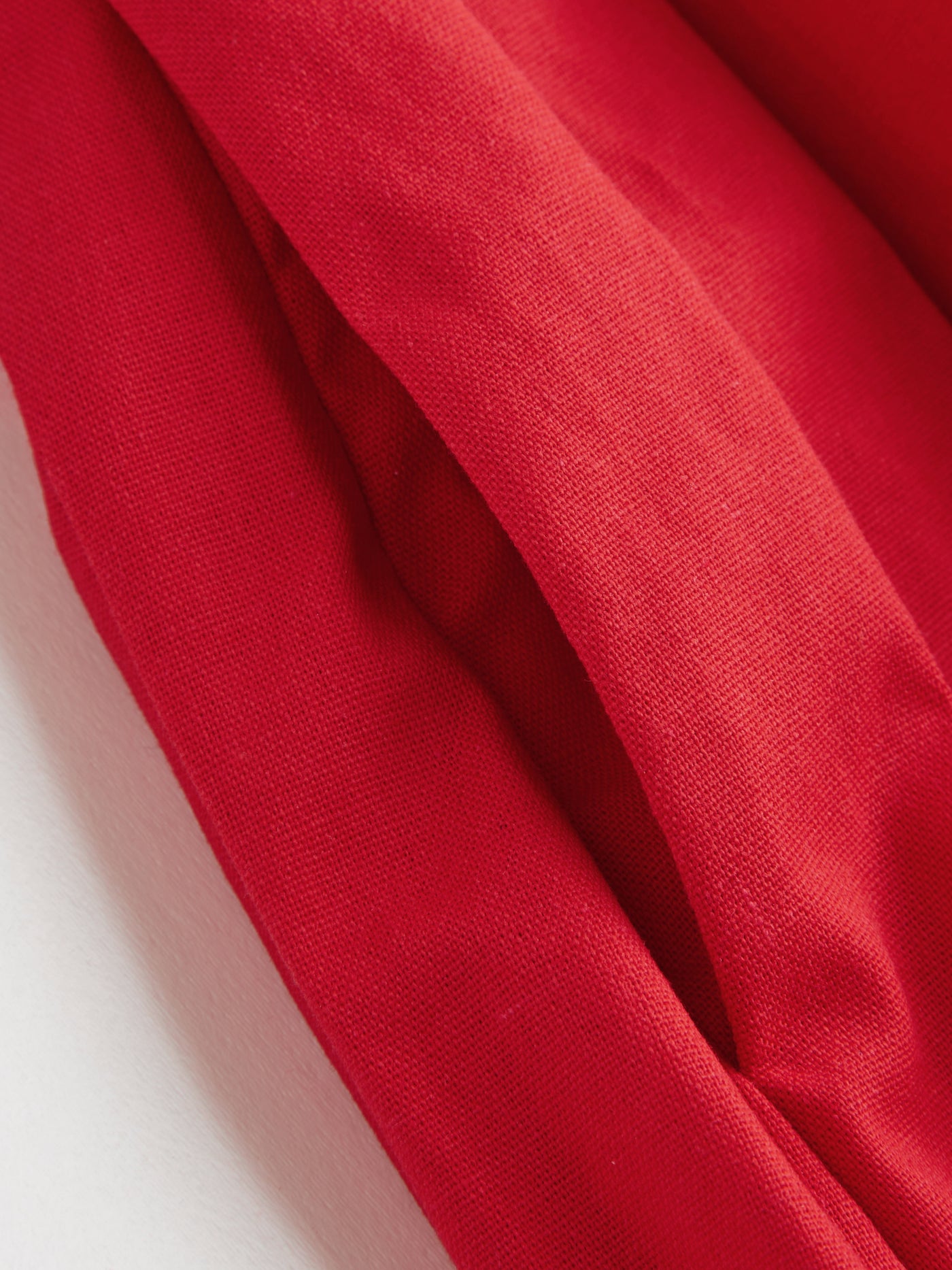 Vestido midi de mezcla de lino con cuello barco, volantes y espalda descubierta - Rojo
