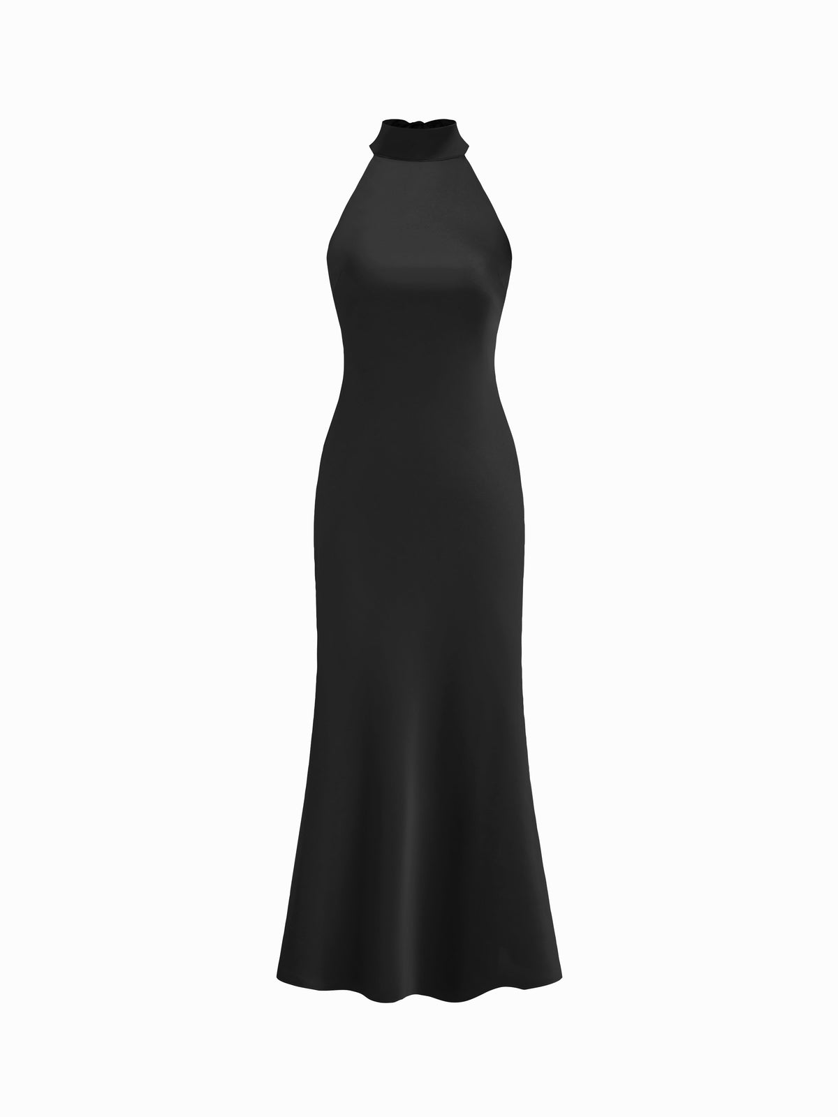 Vestido maxi satinado halter con espalda descubierta - Negro