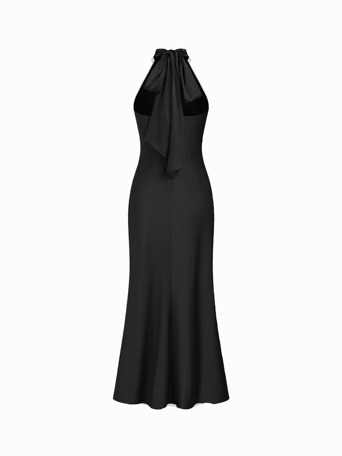 Vestido maxi satinado halter con espalda descubierta - Negro - imagen 5