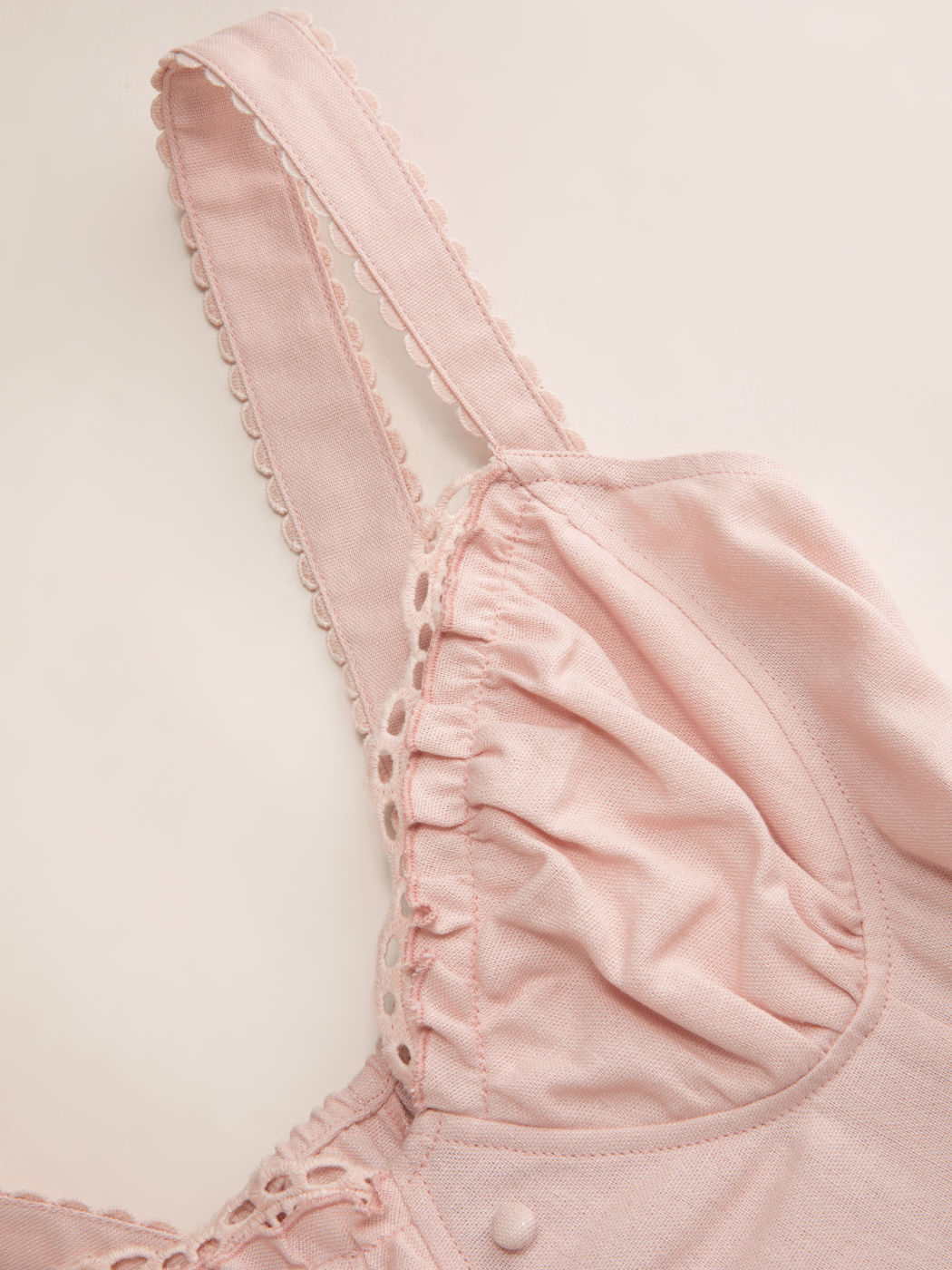 Vestido largo evasé con cuello en U, volantes y lazada - Rosa