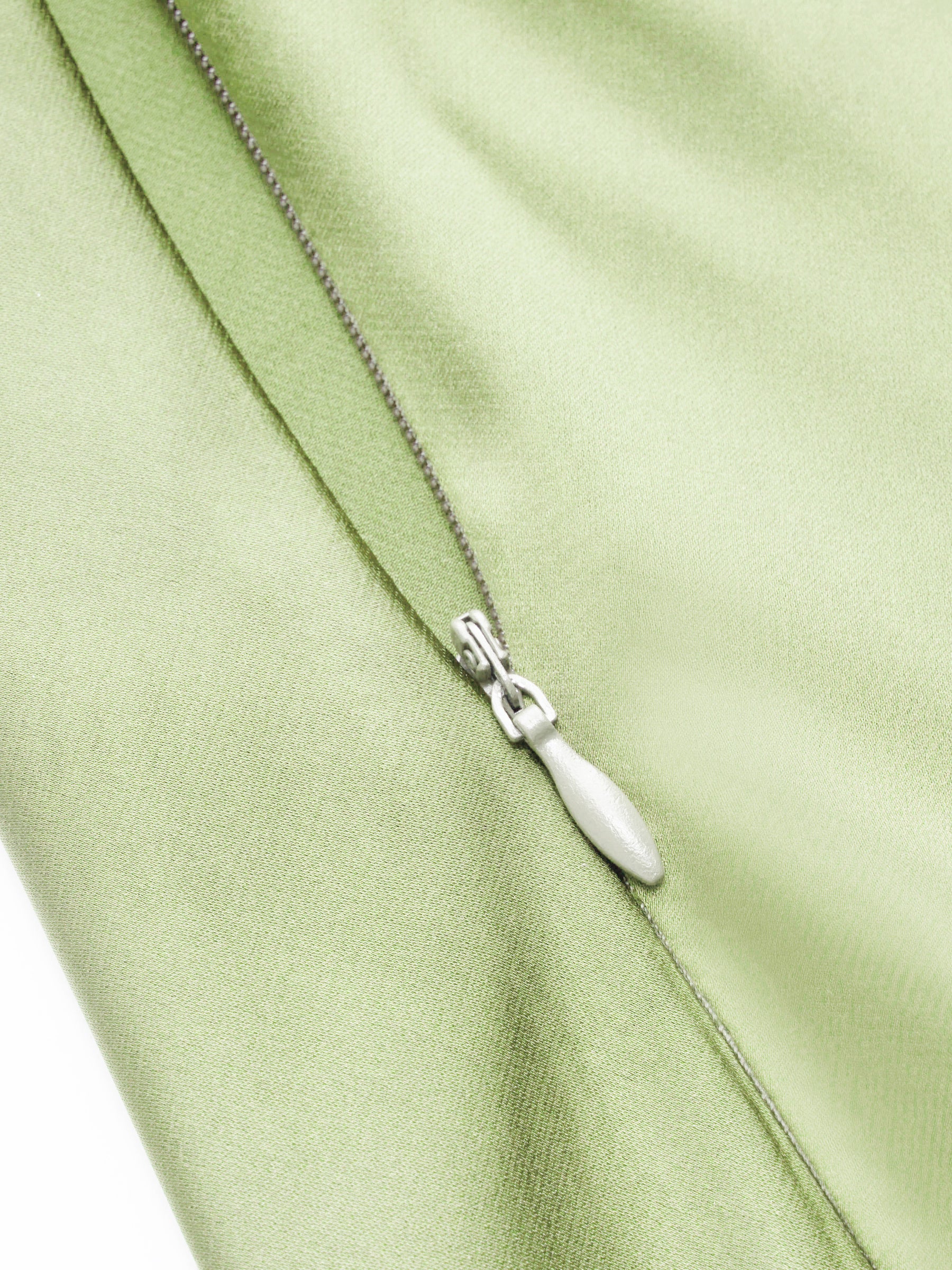 Vestido maxi satinado halter con espalda descubierta - Verde claro - imagen 3