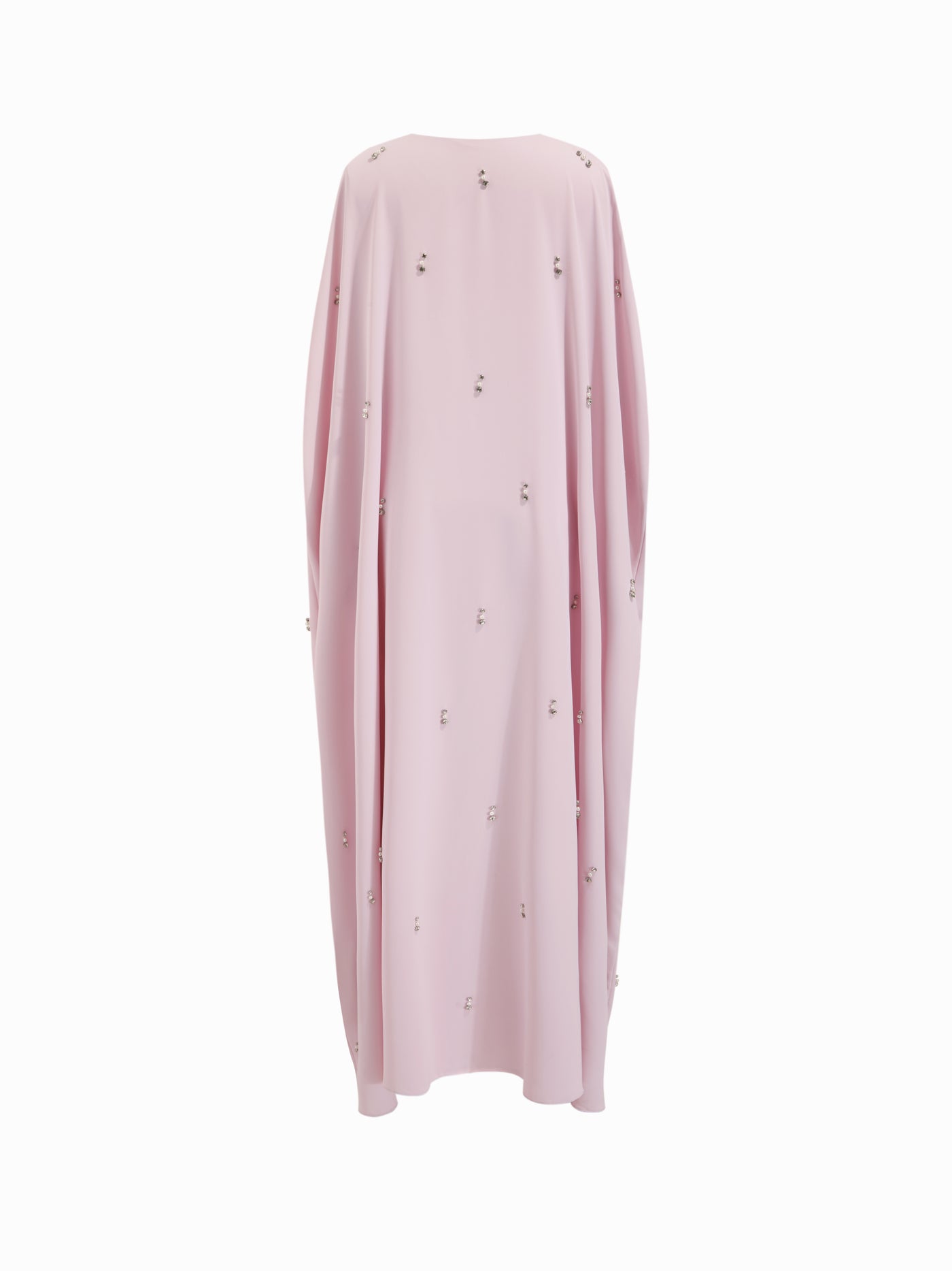 Vestido largo efecto capas con cuello redondo y pedrería