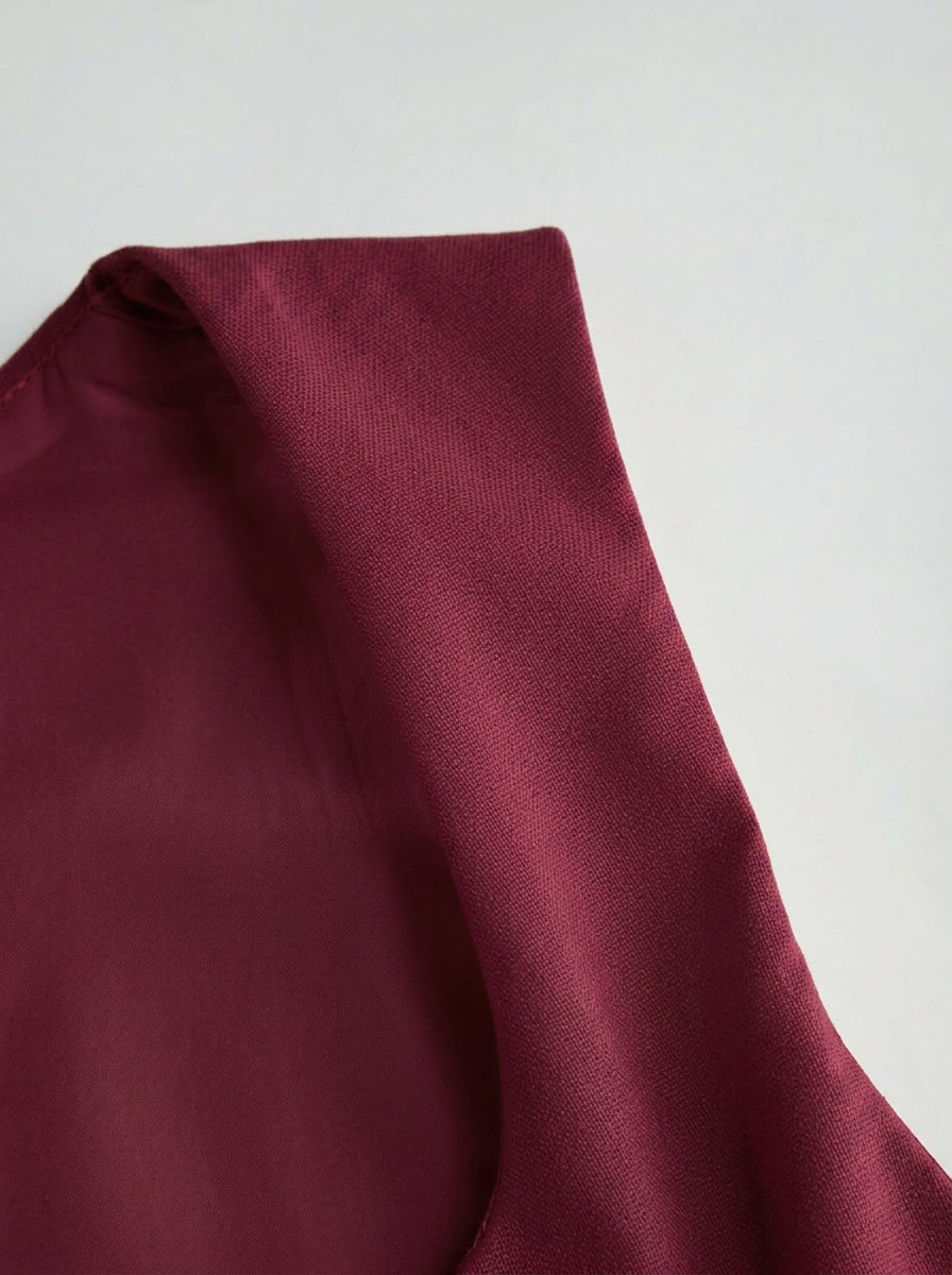Vestido midi de mezcla de lino con cuello cuadrado y volante