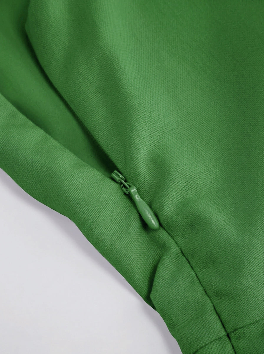 Vestido midi de mezcla de lino con cuello cuadrado y volante