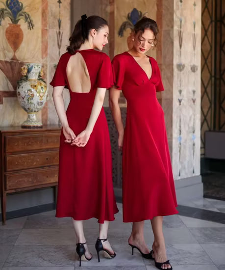 Vestido de novia y fiesta en crepé elástico con espalda abierta o cerrada - imagen 1